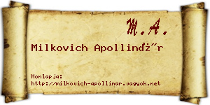 Milkovich Apollinár névjegykártya